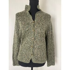 Christopher Banks Womens Crochet Wool Mohair Blend Sweater Green S Kurt Cobain